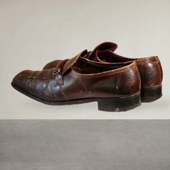 Men Vintage Leather Brown Loafers By Florsheim Size 13B/Men Designer Loafers - Picture 6 of 12